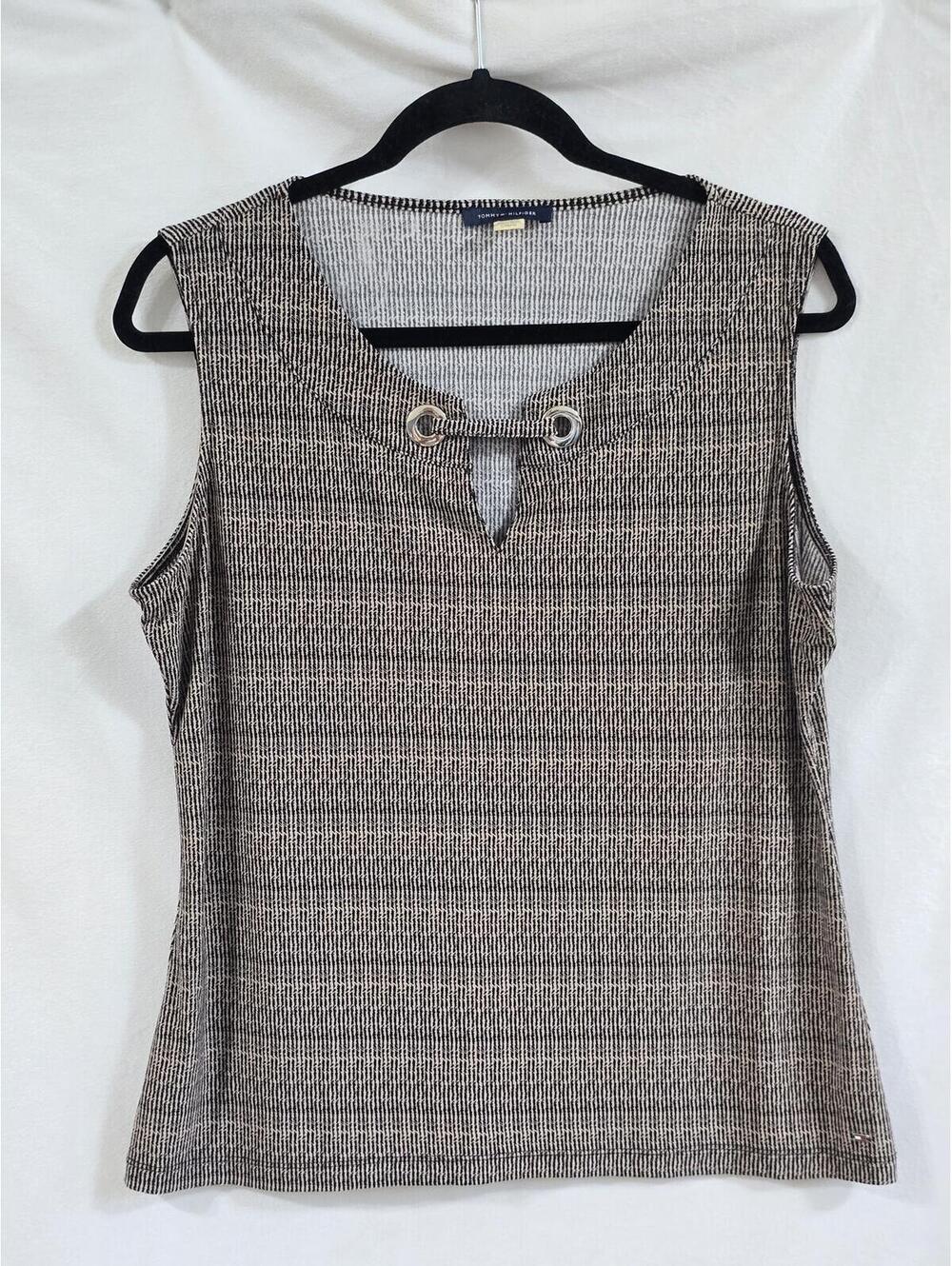 Tommy Hilfiger Sleeveless Patterned Top with Eyelet Detail Size L